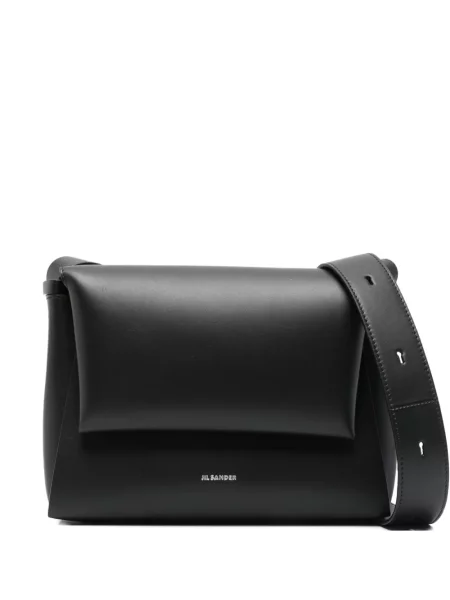 Geanta de piele Jil Sander din piele cu imagine negru