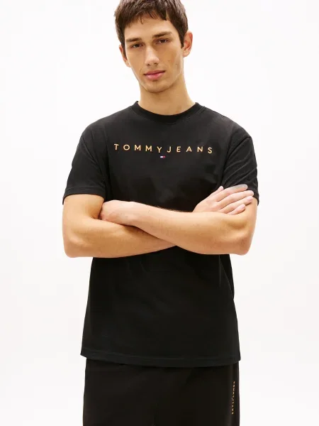Tommy Jeans Tričko Linear Logo čierna