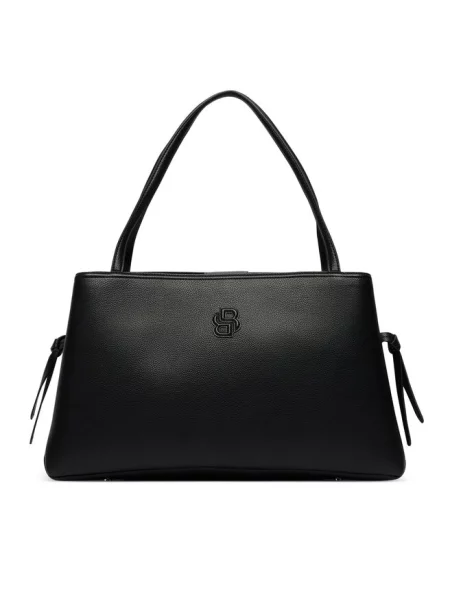 Torba shopper ze sztucznej skóry z wytłoczonym logo Boss czarna