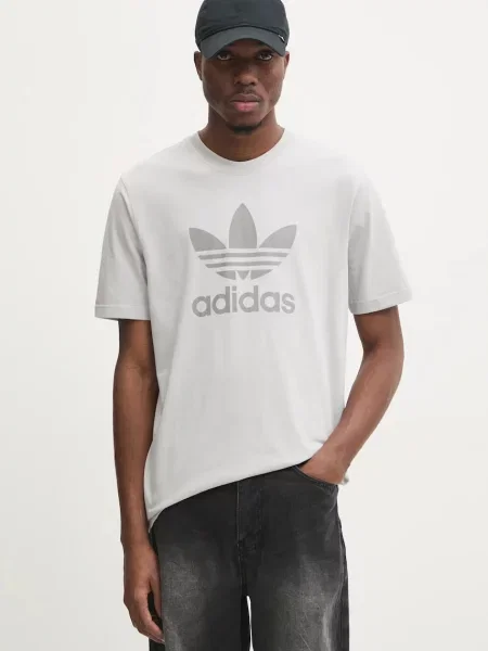 Тениска adidas Originals TREFOIL T-SHIRT с принт сиво