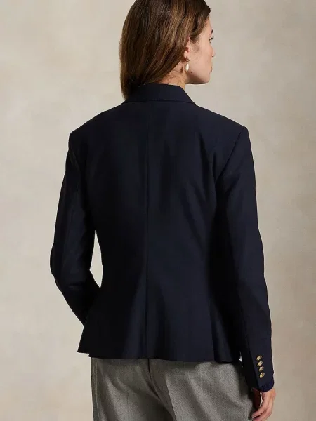 Polo Ralph Lauren marynarka z dodatkiem wełny dwurzędowa gładka granatowy