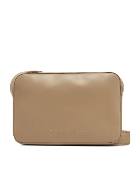 Calvin Klein Torbica Embossed Logo Camera Bag Smeđa bež