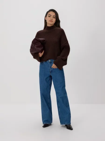 Reserved Светр-водолазка темно коричневий