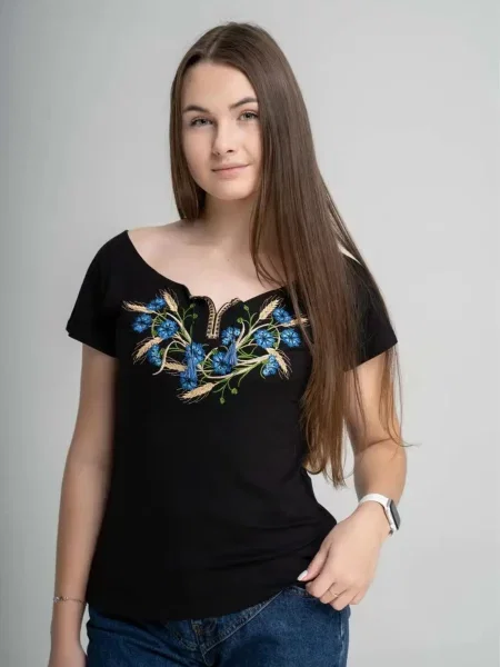 Рубашка Melanika с вышивкой черная