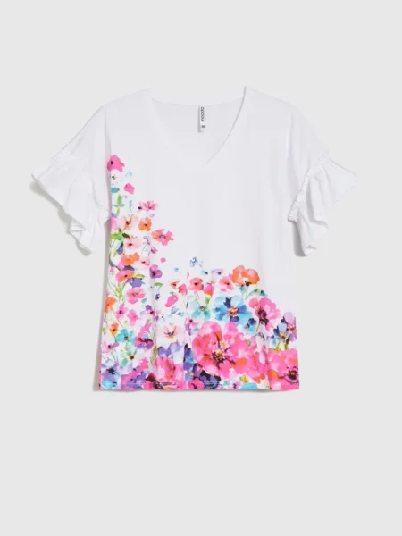Bluză Marisse cu model floral cu imagine alb