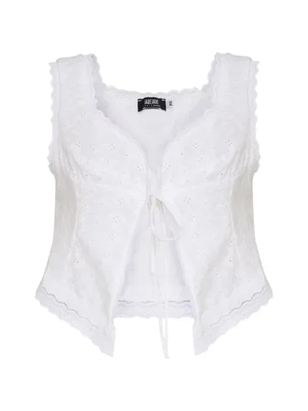 Krajkový top Amir Slama s vázáním bílý