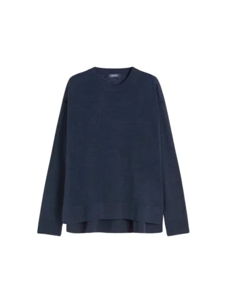 Lniany sweter Max Mara niebieski