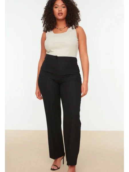 Pantaloni Trendyol cu talie înaltă negru