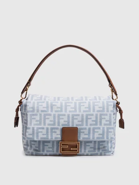 Сумка-месенджер Mamma з ефектом деніму Fendi блакитна