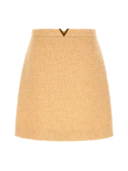 Mała mały spódnica mini Valentino Garavani tweedowa beżowa