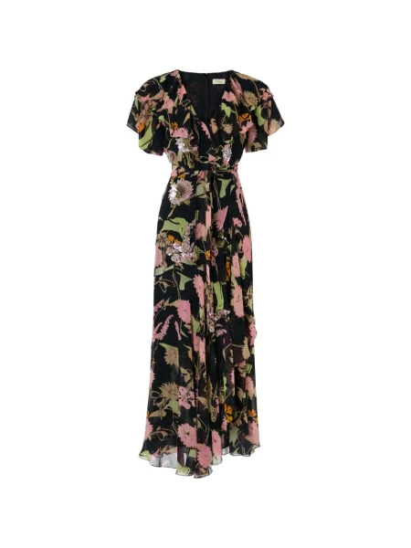 Rochie Temperley London cu paiete cu model floral negru