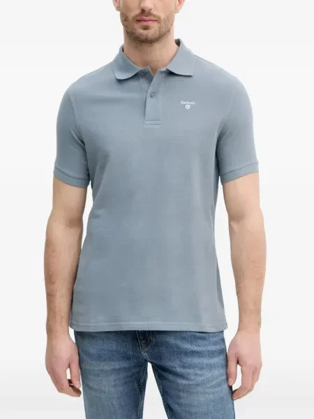 Tricou polo Barbour cu broderie albastru