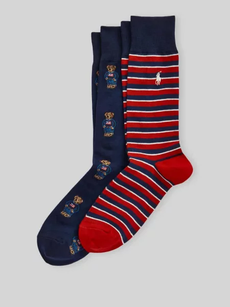 Skarpety z motywem misia w zestawie 2 szt. Polo Ralph Lauren Underwear granatowe
