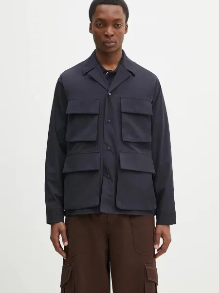 Košulja Norse Projects Mads Travel Light Overshirt za muškarce tamno relaxed s klasičnim ovratnikom plava