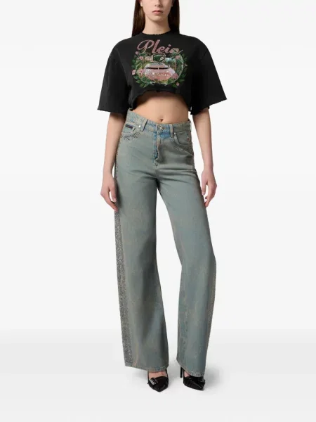 Decupat top Philipp Plein cu imagine negru