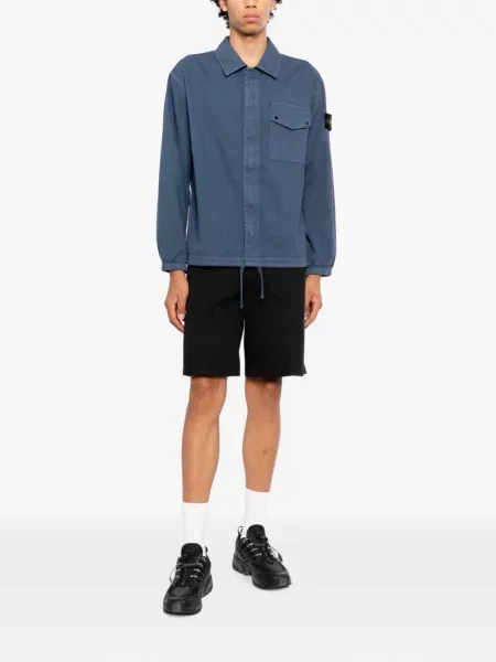 Cămașă Stone Island cu model herringbone cu strasuri albastru