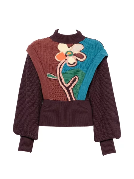 Pulover Alemais cu model floral violet