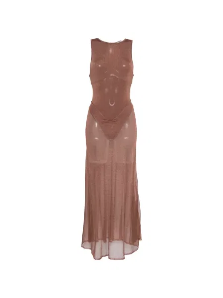 Rochie midi Isa Boulder fără mâneci maro