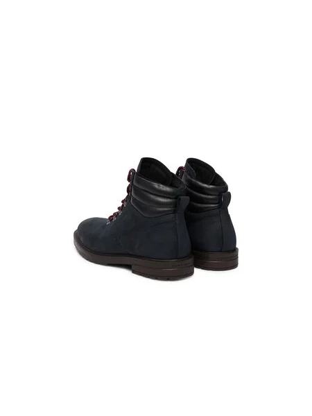 Tommy Hilfiger Šnurovacia obuv Cleated Hilfiger Wrm Hook Boot Tmavomodrá
