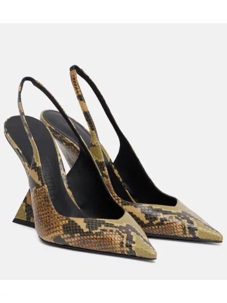 Papuci tip mules The Attico din piele slingback verde