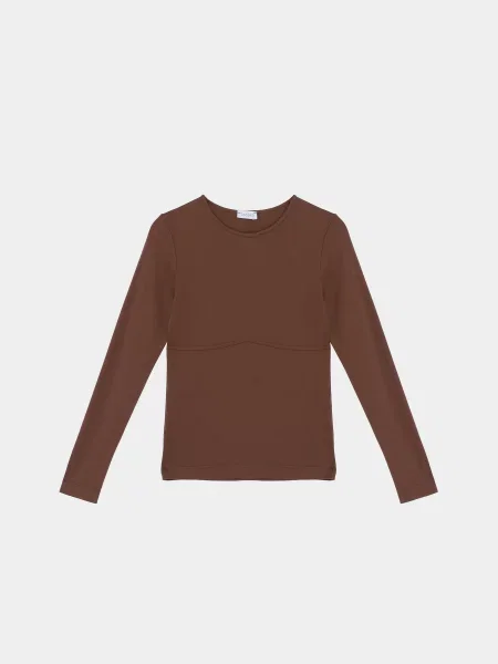 Лонгслів Braska віскоза/нейлон коричневий