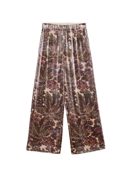 Pantaloni Ottod’ame cu model floral cu imagine maro