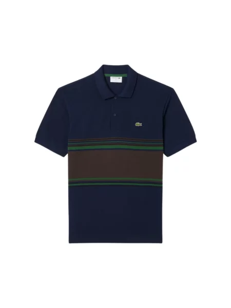 Koszulka polo Lacoste z krótkim rękawem z kołnierzem niebieska