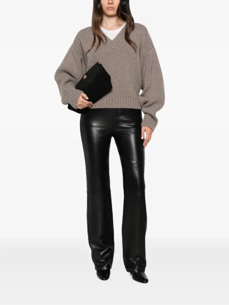Pantaloni Róhe din piele evazate negru