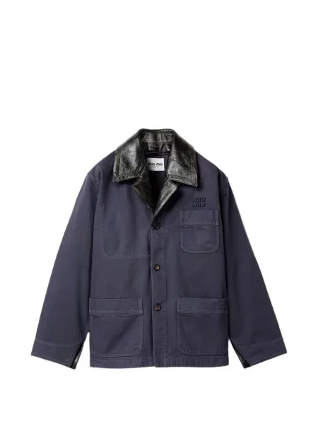 Haftowana kurtka Miu Miu niebieska