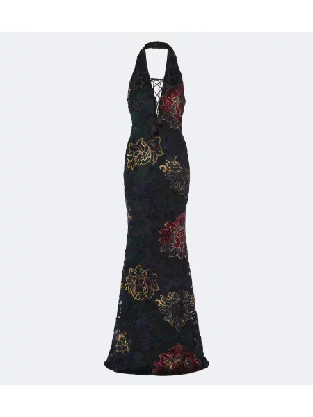 Květinové šaty Etro jersey s výstřihem halter