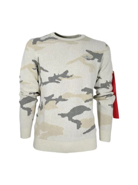 Sweter Aeronautica Militare z nadrukiem w kamuflażu beżowy