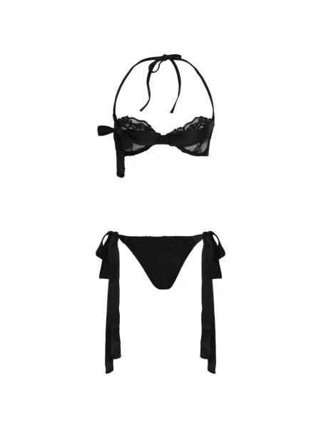 Bikini Amir Slama din dantelă cu legături negru