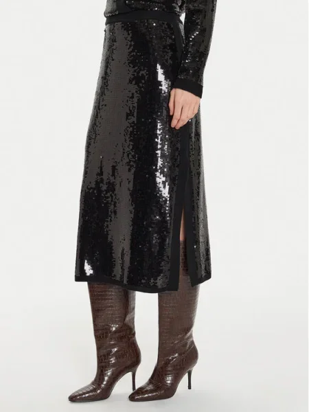 TWINSET Fustă midi Straight Fit negru
