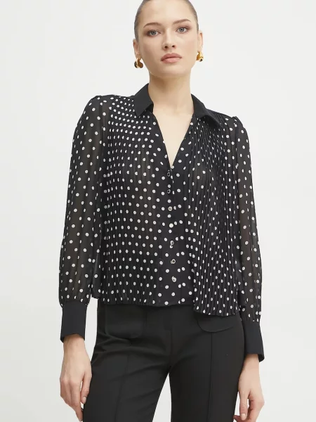 Риза Morgan CPOIS дамска със стандартна кройка с класическа яка CPOIS черно