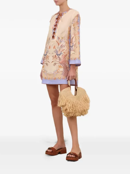 Rochie mini Zimmermann cu șireturi din dantelă