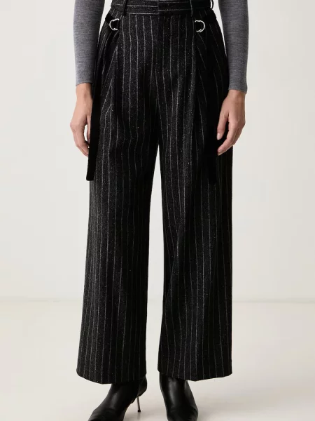 Isabelle Blanche pantaloni pentru femei cu amestec de lână negru