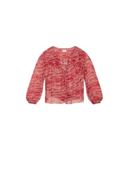 Wielobarwność bluzka Isabel Marant Etoile z nadrukiem szyfonowa czerwona