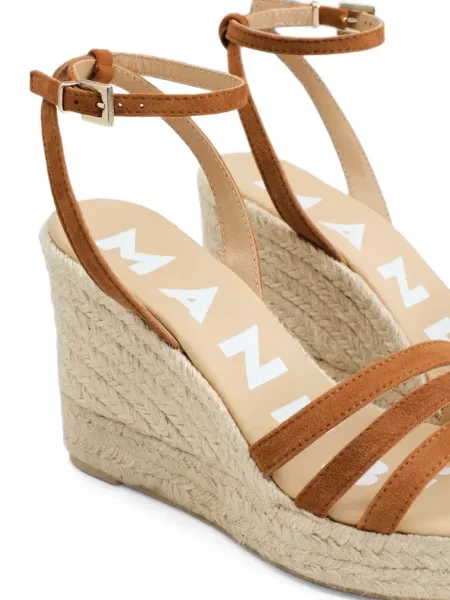 Espadrile Manebi din piele de căprioară cu pană maro