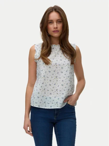 VERO MODA Blúzka VMTRINE modrá / svetlomodrá / olivová biela
