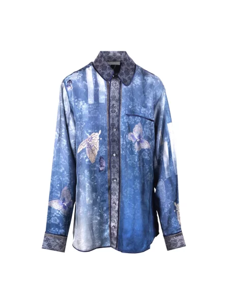 Jedwabna koszula Pierre Louis Mascia niebieska