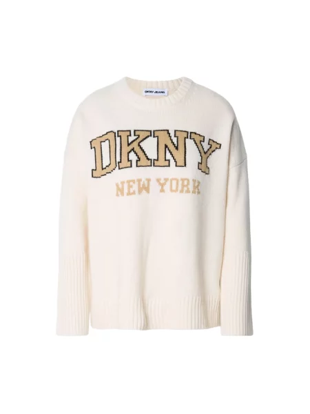 Sweter Dkny z logo beżowy