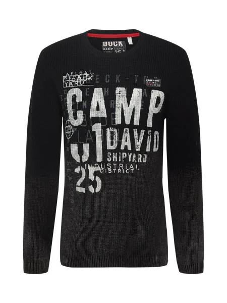 CAMP DAVID Pulover gri argintiu / negru / alb murdar