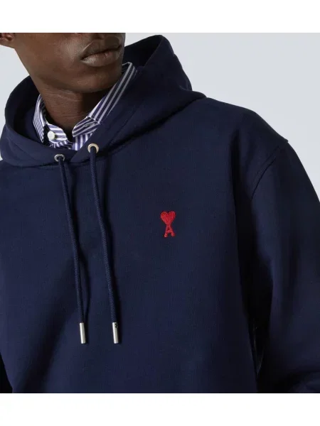 Hoodie Ami Paris iz flisa modra
