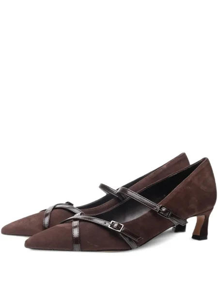 Czółenka Poche Paris na sprzączkę na ramiączkach brązowa