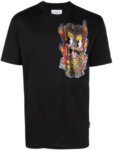 Tricou Philipp Plein scurt tip Hawaii negru