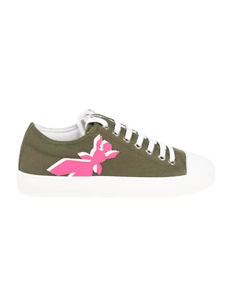 Sneakersy Patrizia Pepe skórzane z okrągłym noskiem wiązane zielone