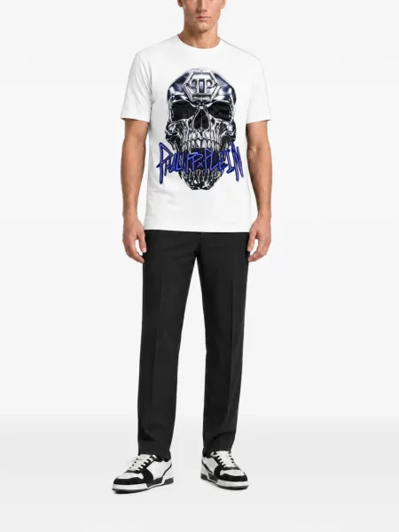 Tricou Philipp Plein cu imagine alb