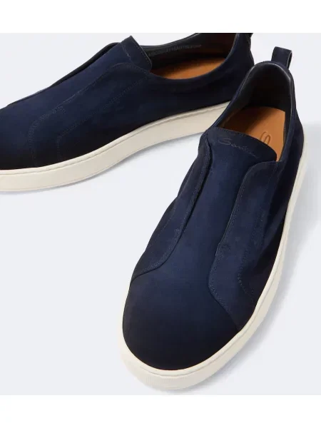 Slip on hlačke Santoni iz semiša modra