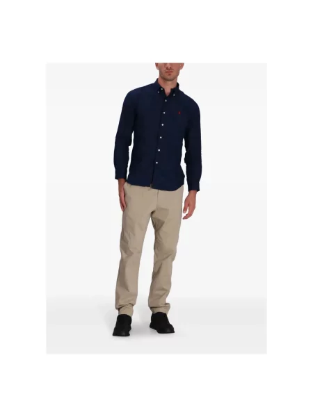 Lniana koszula Polo Ralph Lauren niebieska