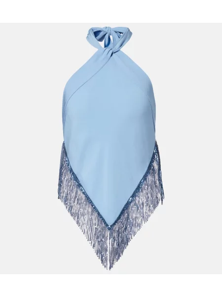 Top Rabanne cu gât halter albastru